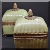 D23. Pair of celadon porcelain boxes. 